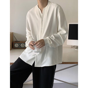 Draped V-Neck Long Sleeve Casual Shirt