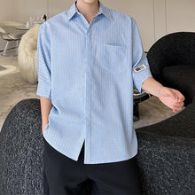 Load image into Gallery viewer, Blue Stripe Half Sleeve Shirt
