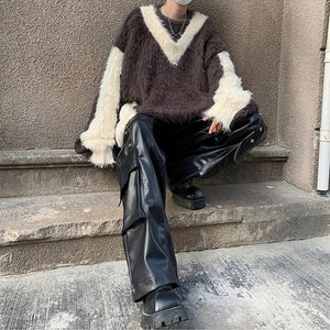 Contrast Patchwork Loose Sweater