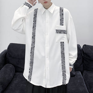 Patch Panel Loose Long Sleeve Shirt