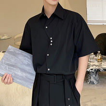 Load image into Gallery viewer, Irregular Placket Panel Short Sleeve Shirt
