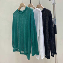 Load image into Gallery viewer, Slightly Sheer Long Sleeve Loose Knit T-Shirt
