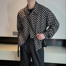 Load image into Gallery viewer, Checkerboard Lapel Cropped Jacket
