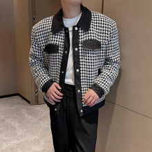 Load image into Gallery viewer, Houndstooth Patchwork Lapel Jacket
