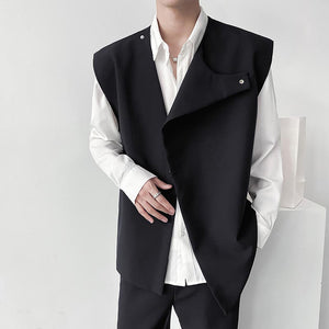 Japanese Retro Asymmetrical Sleeveless Vest Jacket