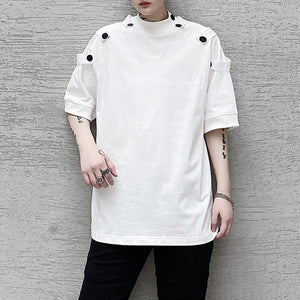 Stand Collar Multi Button T-Shirt