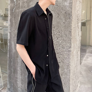 Zip-Place Short Sleeve Shirt Top