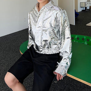 Silver Gloss Laser Cropped Jacket