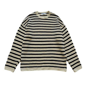 Stripes Dropped Shoulder Long Sleeves Sweater