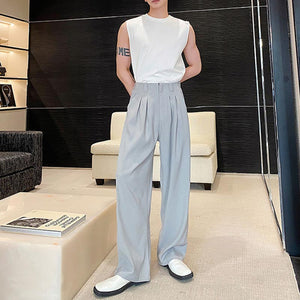 Solid Color Straight Drape Casual Pants