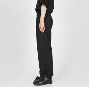 Adjustable Hem Straight Casual Pants