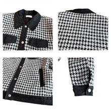 Load image into Gallery viewer, Houndstooth Patchwork Lapel Jacket
