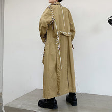 Load image into Gallery viewer, Contrast Color Line Stitching Long Trench Coat
