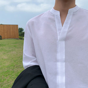 Summer Stand Collar Pullover Shirt