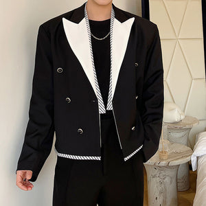 Black And White Contrast Panel Blazer