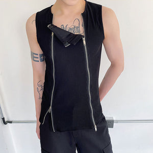 Slim Fit Deconstructed Zip Panel Tank Top