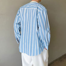 Load image into Gallery viewer, Blue Striped V-Neck Pullover Top
