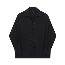 Load image into Gallery viewer, Lace-up Lapel Loose Long Sleeve Shirt
