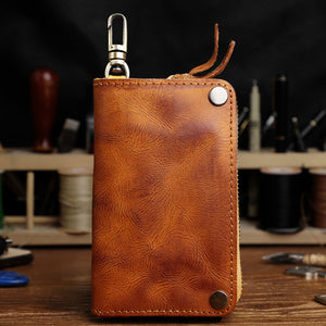 Retro Handmade Leather Wallet Key Bag