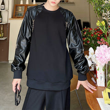 Load image into Gallery viewer, Pu Leather Panel Zip Pullover Top
