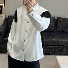 Load image into Gallery viewer, Vintage Contrast Tassel Long Sleeve Shirt
