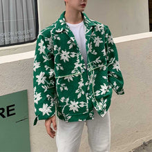 Load image into Gallery viewer, Floral Green Single Breasted Lapel Jacket
