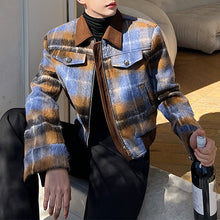 Load image into Gallery viewer, Cropped Plaid Zip Up Jacket
