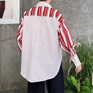 Irregular Stripe Panel Long Sleeve Shirt