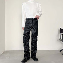 Load image into Gallery viewer, Dark Punk Folded Pile PU Pants
