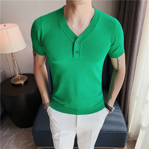 V-Neck Slim Fit Knit T-Shirt