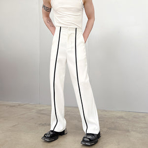 Black White Webbing Contrast Pants
