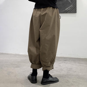 Dark Solid Color Casual Nine Point Carrot Pants