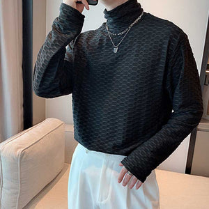 Turtleneck Waffle Pan Bottoming Shirt