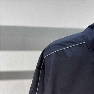 Black Stand Collar Casual Jacket