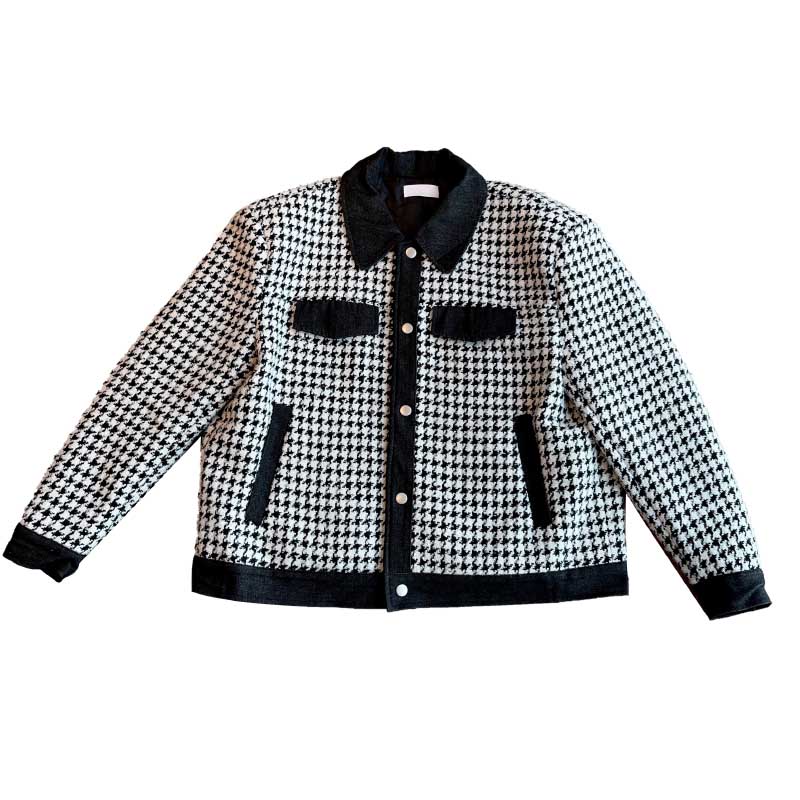 Houndstooth Patchwork Lapel Jacket