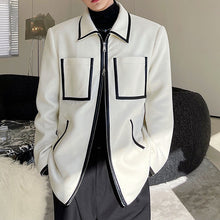 Load image into Gallery viewer, Black And White Contrast Lapel Blazer
