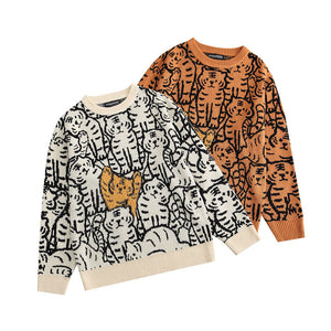 Tiger Knit Pullover Sweater