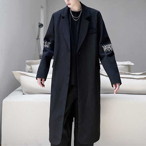 Dark Sleeve Embroidered Long Coat