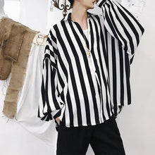 Load image into Gallery viewer, Black And White Striped Doll Sleeve Shirt
