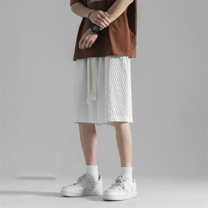 Textured Elastic Waist Thin Shorts