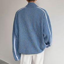 Load image into Gallery viewer, Half Turtleneck Double Zip Cutout Denim Sweatshirt
