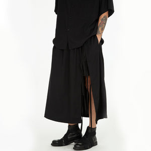 Loose Tie Wide-Leg Culottes