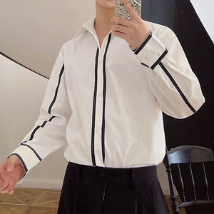 Black And White Contrast Line Long Sleeve Shirt