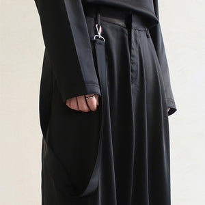 Black Draped Loose Wide Leg Pants