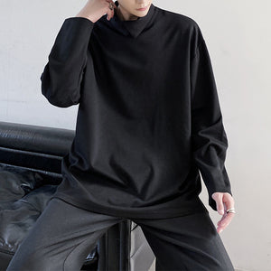 Minimalist Small Lapel Long Sleeve T-Shirt