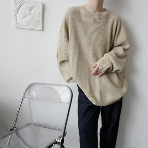 Vintage Crew Neck Long Sleeve Pullover Sweater