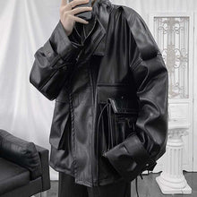 Load image into Gallery viewer, Hip Hop PU Leather Cargo Jacket
