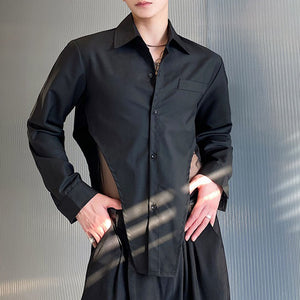 Asymmetric Hem Long Sleeve Shirt