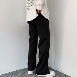 Zip Slit Straight Trousers