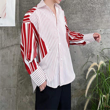 Load image into Gallery viewer, Irregular Stripe Panel Long Sleeve Shirt
